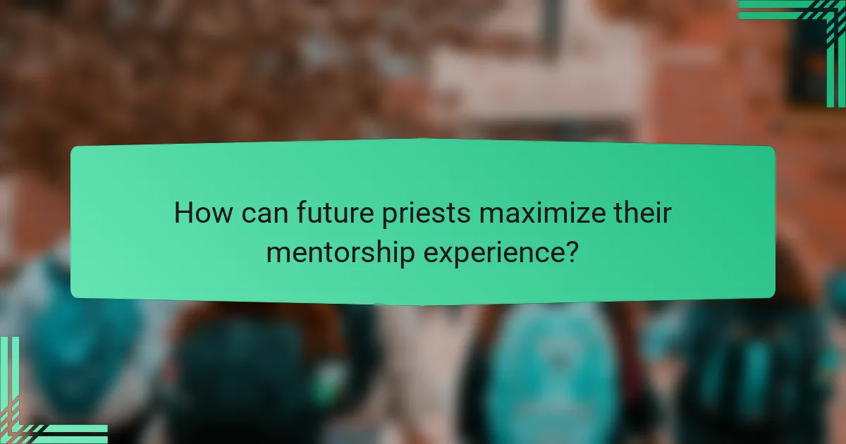 How can future priests maximize their mentorship experience?