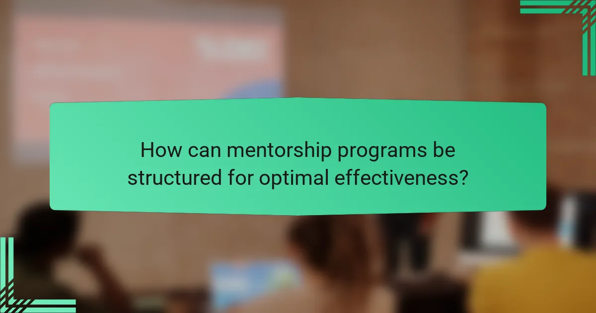 How can mentorship programs be structured for optimal effectiveness?