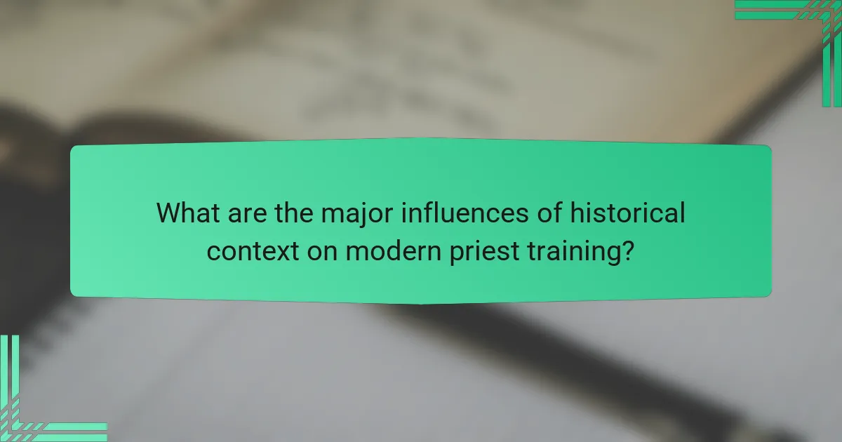 What are the major influences of historical context on modern priest training?